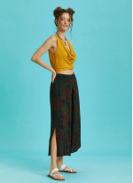 Yeşil Desenli Ön Pilikaşe Detaylı Kadın Pantolon Etek