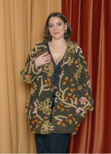 Cepli Düğme Detaylı Uzun Kollu Haki Hırka 7121