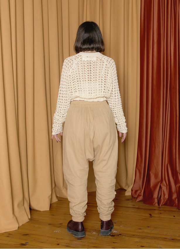 Beli Lastikli Dantelli Sarı Kahve Kadın Triko 7122