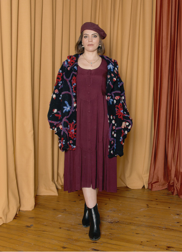 Cepli Düğme Detaylı Uzun Kollu Siyah Hırka 7118