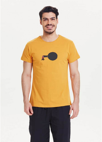Ağaç Baskılı Kısa Kollu Erkek Sarı T-Shirt