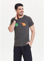 Fil Baskılı Kısa Kollu Füme Erkek T-Shirt