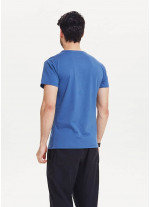 Martı Baskılı Erkek Mavi T-Shirt