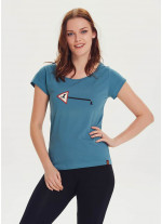 Geyik Baskılı Tasarım Kadın Mavi T-Shirt