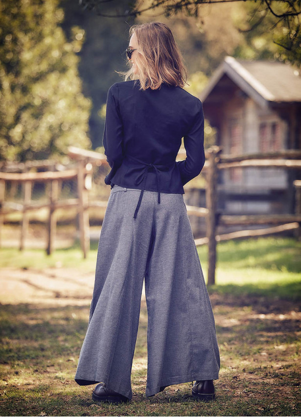Bohem Bağcıklı Uzun Kollu Koton Kadın Siyah Bluz