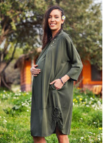 Truvakar Kol Bağcık Detaylı Düğmeli Hamile Elbise