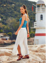 Ön Pilikaşe Detaylı Kadın Beyaz Pantolon Etek