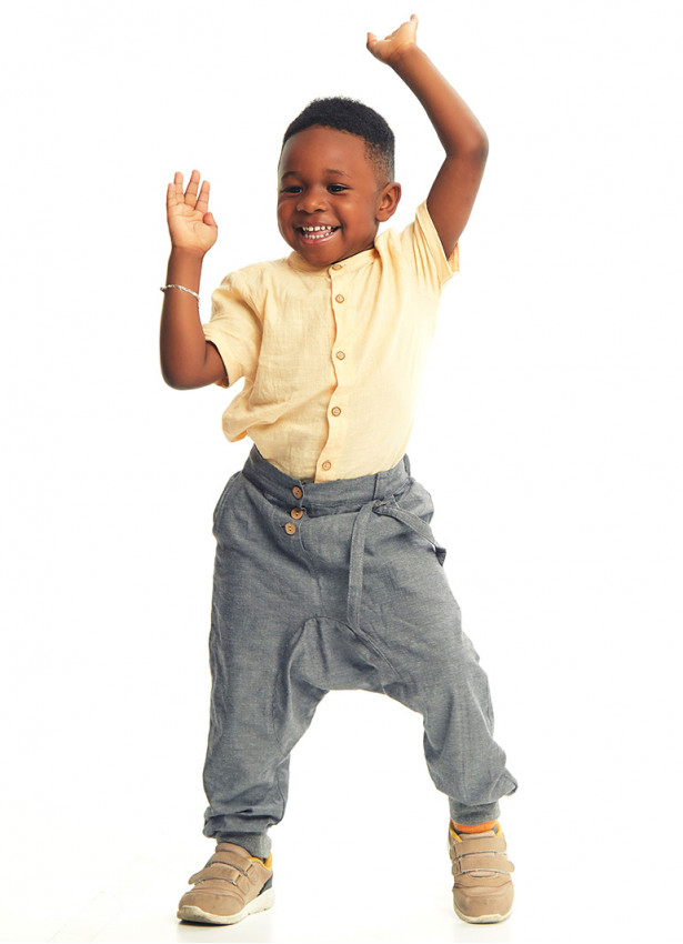 Çocuk Elastik Bilekli Bağcıklı Gri Erkek Şalvar Pantolon