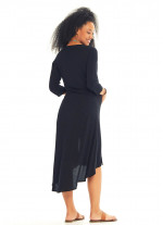 Bohem Truvakar Kol Yırtmaçlı Siyah Hamile Tunik Elbise