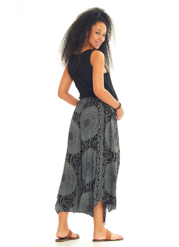 Gri Desenli Beli Lastikli Hamile Pantolon 3541