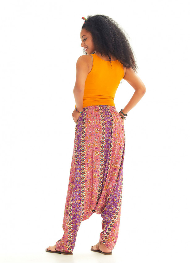 Pembe Deseni Pileli Şalvar Hamile Pantolon 3548