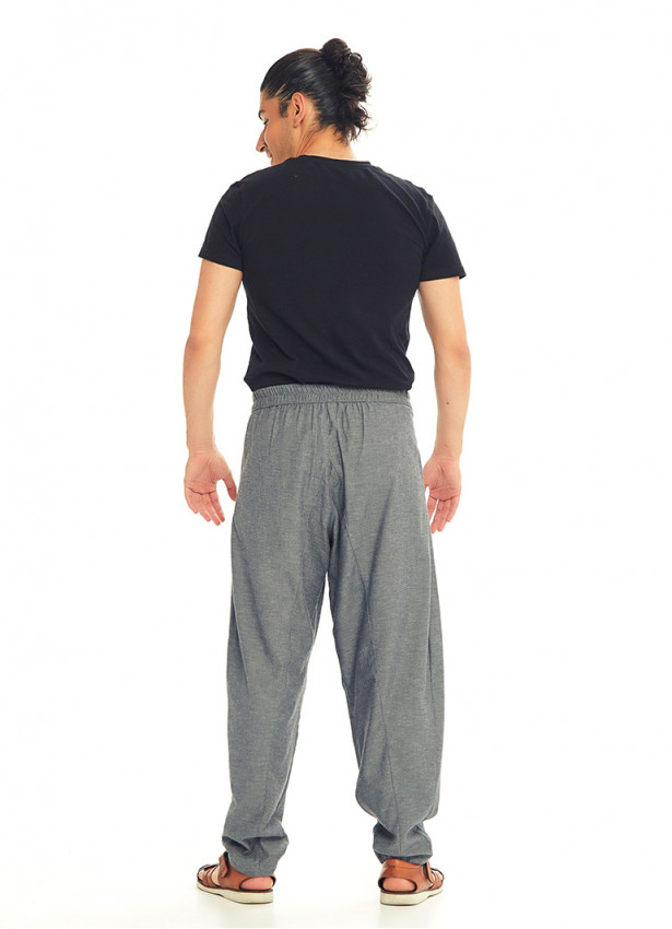 Gri Beli Lastikli Rahat Koton Pantolon 3237