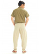 Krem Beli Lastikli Rahat Koton Pantolon 3238