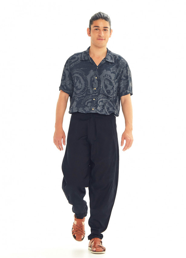 Siyah Beli Lastikli Rahat Koton Pantolon 3236