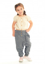 Çocuk Elastik Bilekli Bağcıklı Gri Şalvar Pantolon