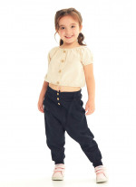 Kız Çocuk Elastik Bilekli Bağcıklı Siyah Şalvar Pantolon