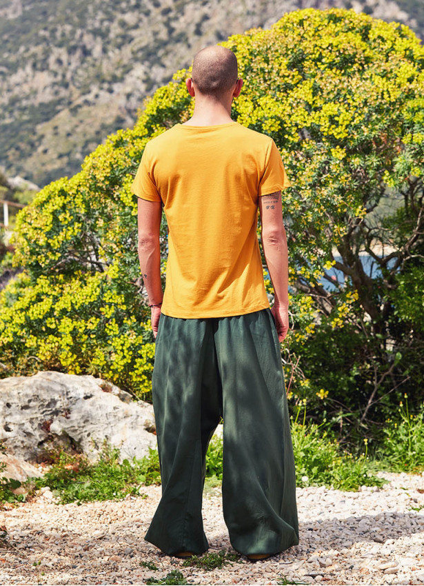Beli Lastikli Cepli Erkek Haki Şalvar Yoga Pantolon