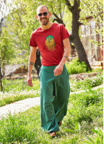 Beli Lastikli Cepli Erkek Yeşil Şalvar Pantolon