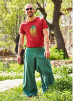 Beli Lastikli Cepli Erkek Yeşil Şalvar Pantolon