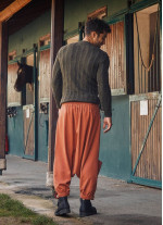 Bağcıklı Cepli Kapri Kiremit Erkek Kışlık Şalvar Pantolon