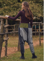Bağcıklı Etnik Yeşil Kadın Şalvar Pantolon
