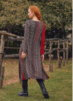 Otantik Desenli Uzun Kollu Asimetrik Kesim Kışlık Kadın Elbise
