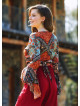 Etnik Desenli İspanyol Kol Crop Bluz 3189