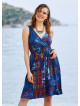 İndigo Bohem Tarz Kruvaze V Yaka Elbise 3225