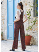 Retro Desen Bahçıvan Bol Paça Salopet Kadın Tulum 3261