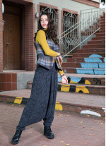 Gipe Bel Detaylı, Kışlık, Kadın Siyah  Şalvar Pantolon