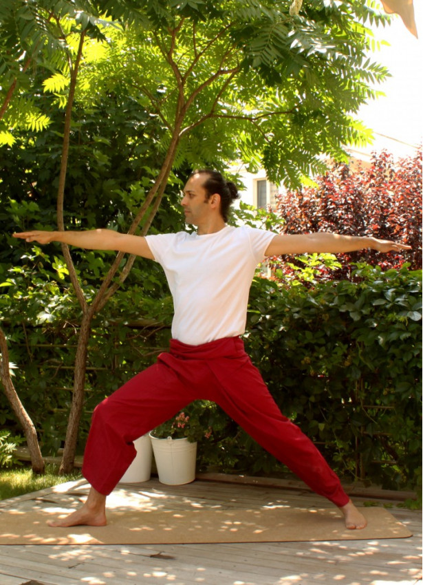 Beli Bağlamalı Bol Kesim Kırmızı Balıkçı Yoga Pantolon