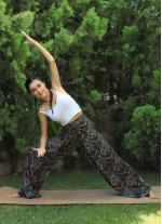 Etnik Bilmece Yeşil Desenli Yoga Pantolon
