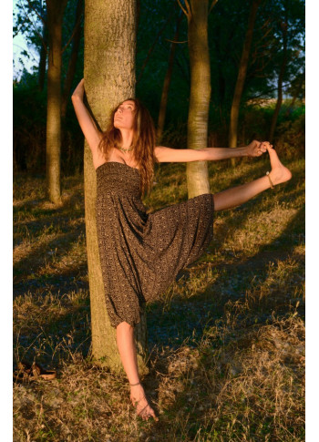 Etnik Desenli Gipe Bel Detaylı Şalvar Yoga Pantolon